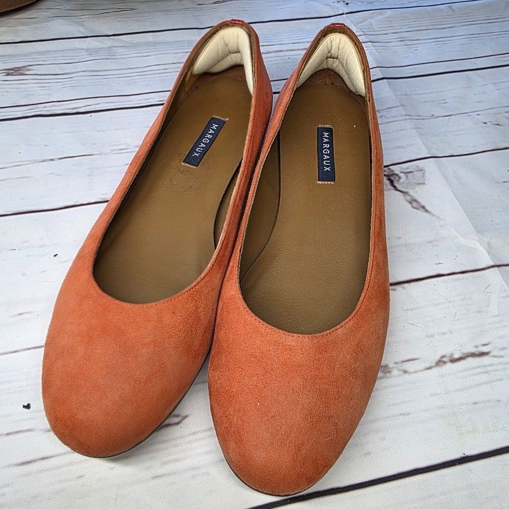 Margaux Suede Orange Classic Ballet Flats Size 9M - Picture 2 of 6